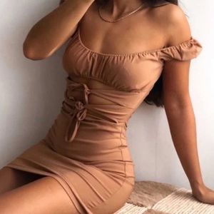 Tiger mist tan dress xs never worn with tags